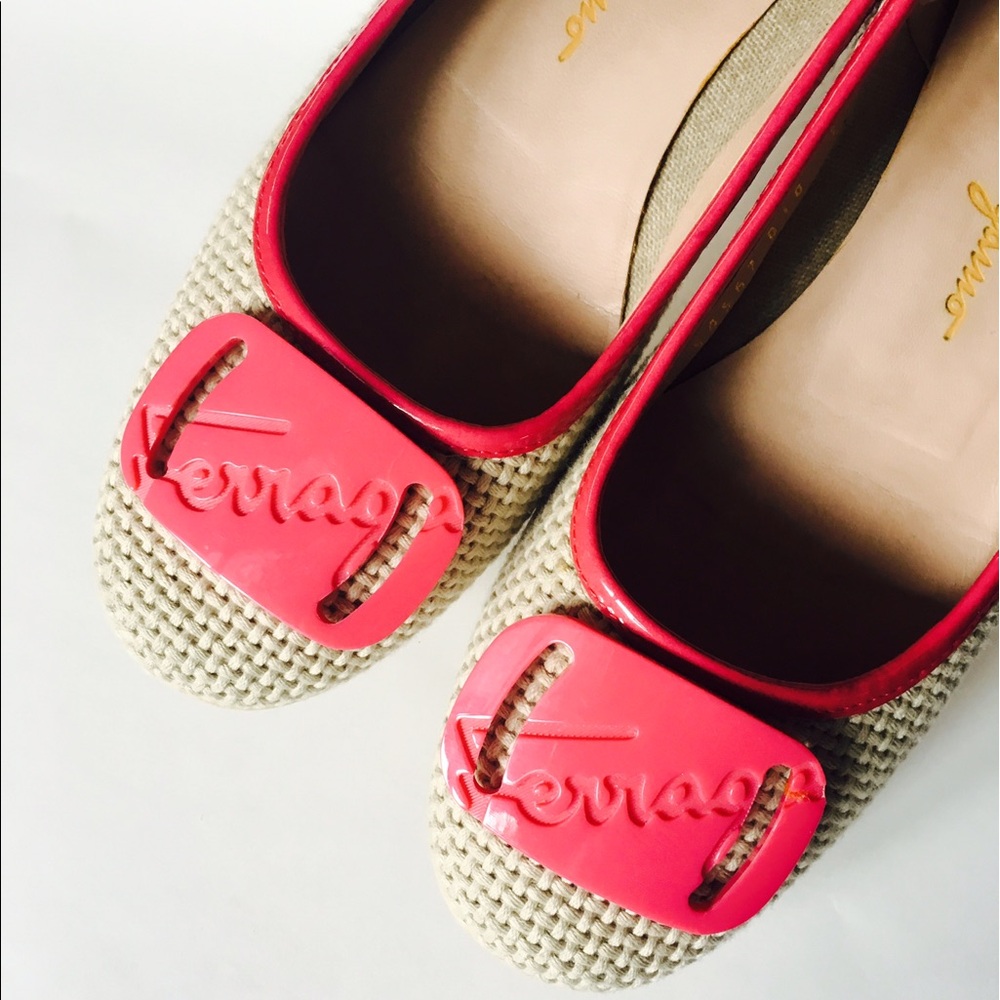 Salvatore Ferragamo Pink and Cream Loafers with Minimalist Design